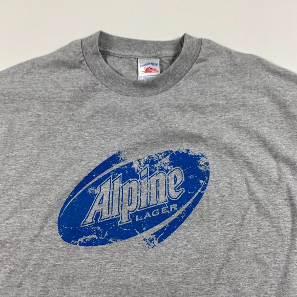 Vintage Alpine Lager Beer T Shirt Mens Large Gray Cotton - Picture 2 of 7